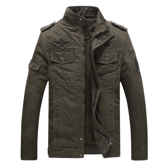 Herren Militärinspirierte Feldjacke mit Teddyfutter und Multifunktionstaschen Nord Taschen