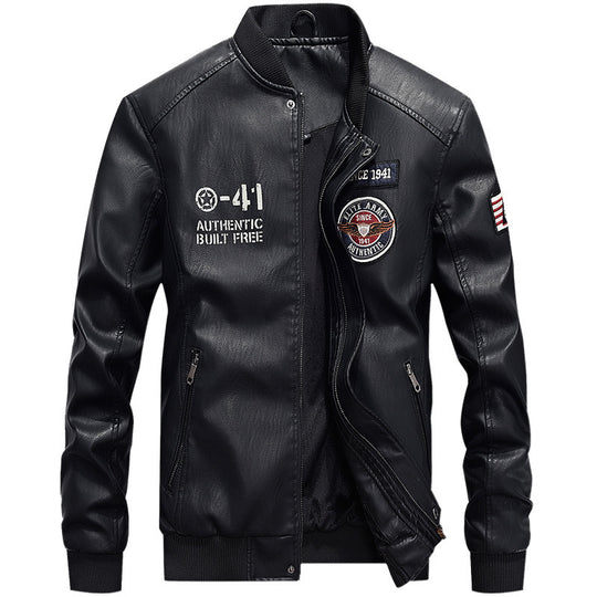 Herren Modische Kunstleder-Bomberjacke Nord Taschen
