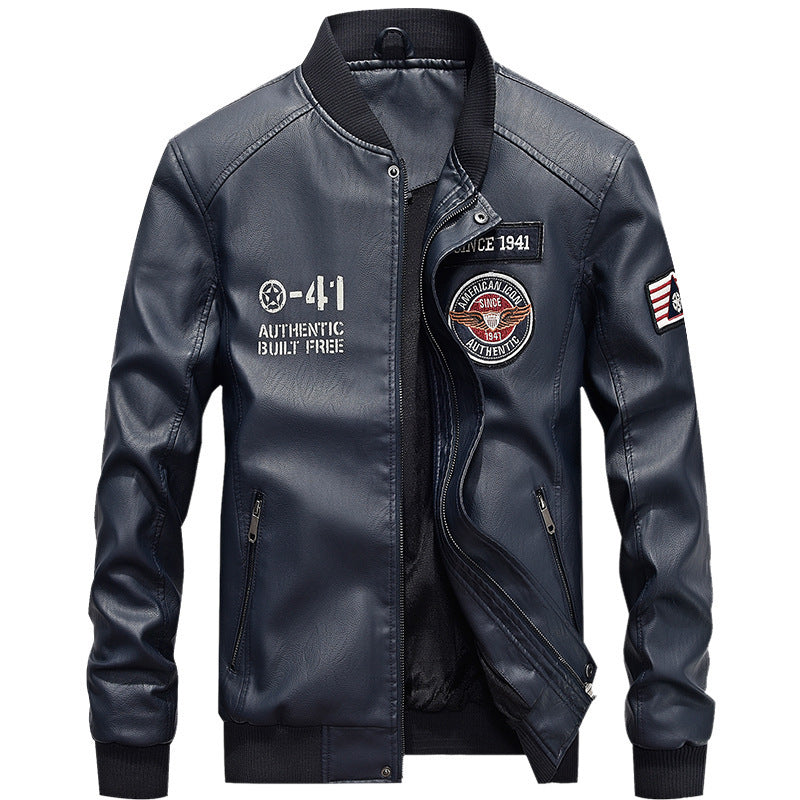 Herren Modische Kunstleder-Bomberjacke Nord Taschen