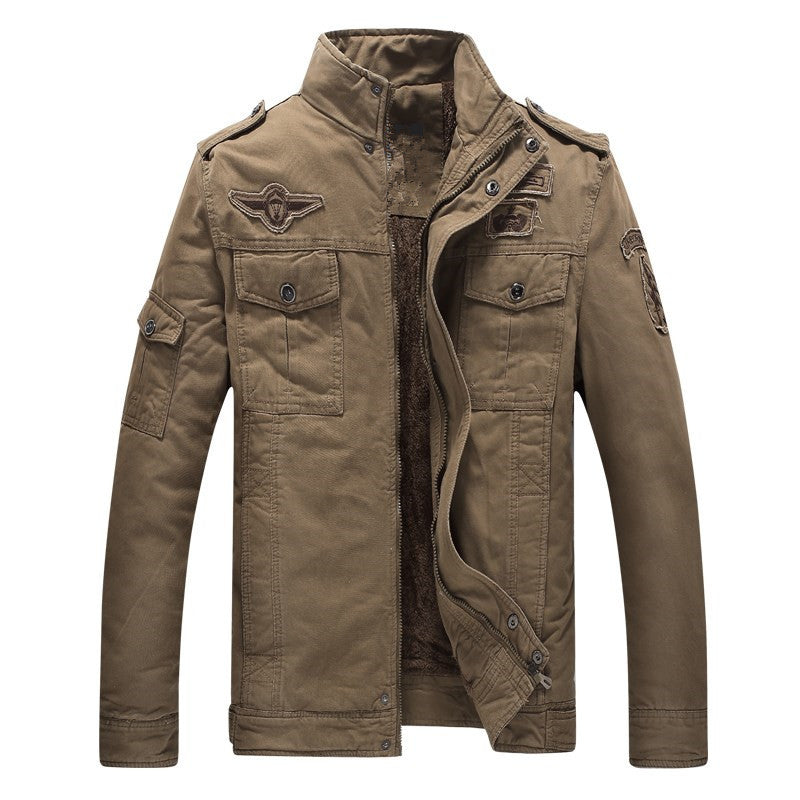 Herren Militärinspirierte Feldjacke mit Teddyfutter und Multifunktionstaschen Nord Taschen