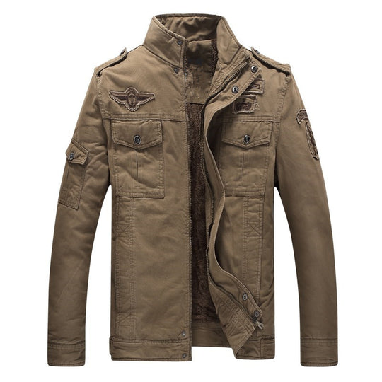Herren Militärinspirierte Feldjacke mit Teddyfutter und Multifunktionstaschen Nord Taschen