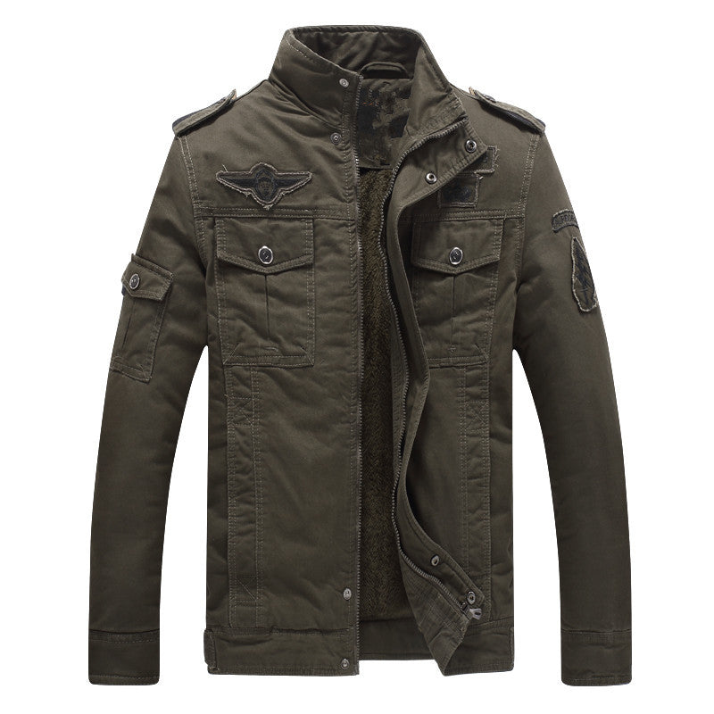Herren Militärinspirierte Feldjacke mit Teddyfutter und Multifunktionstaschen Nord Taschen