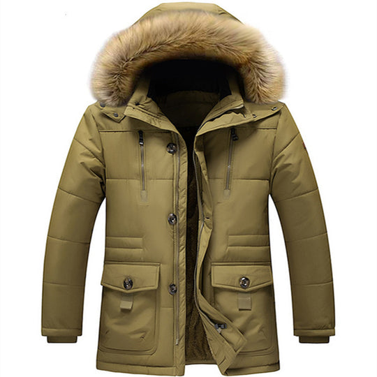 Herren winddichter Steppparka mit abnehmbarer Kunstfellkapuze und Thermoisolierung Nord Taschen