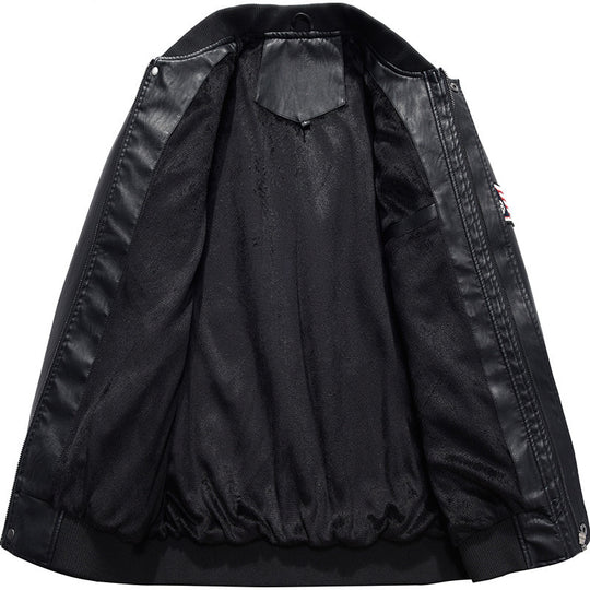 Herren Modische Kunstleder-Bomberjacke Nord Taschen
