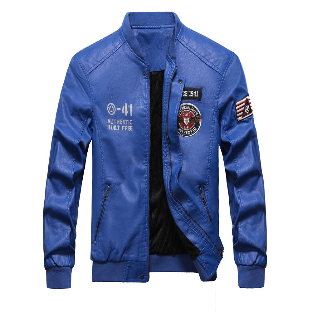Herren Modische Kunstleder-Bomberjacke Nord Taschen