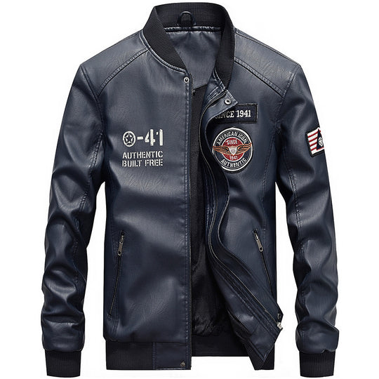 Herren Modische Kunstleder-Bomberjacke Nord Taschen