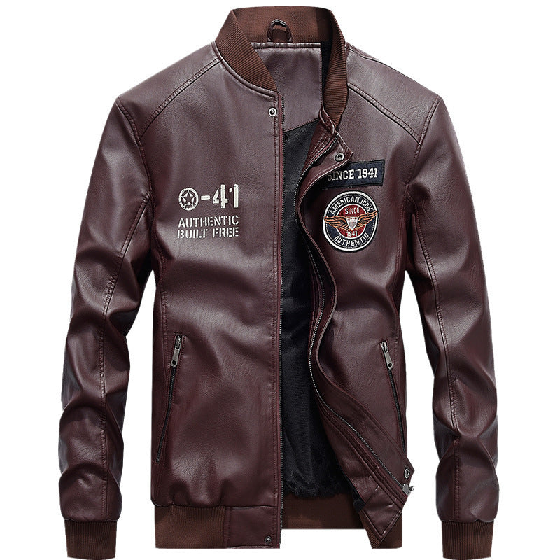 Herren Modische Kunstleder-Bomberjacke Nord Taschen
