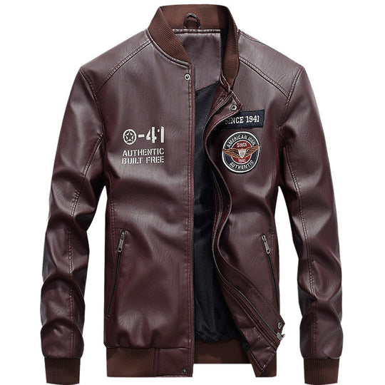 Herren Modische Kunstleder-Bomberjacke Nord Taschen