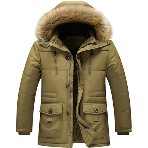 Herren winddichter Steppparka mit abnehmbarer Kunstfellkapuze und Thermoisolierung Nord Taschen
