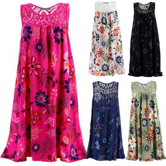 Damen Langkleid mit floraler Spitzenstruktur