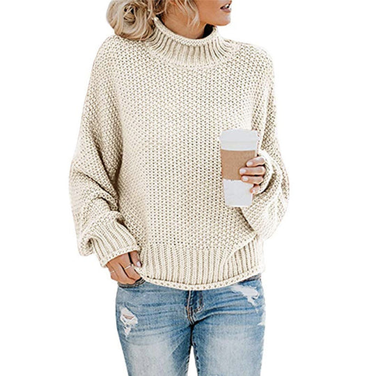 Damen Grobstrick-Pullover mit Stehkragen, Blockstreifen und Oversize-Passform Nord Taschen