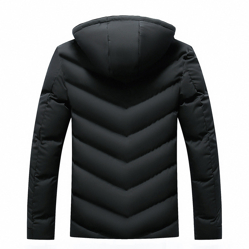 Herren Steppjacke mit Teddyfellkapuze und Chevron-Steppung Nord Taschen