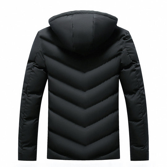 Herren Steppjacke mit Teddyfellkapuze und Chevron-Steppung Nord Taschen