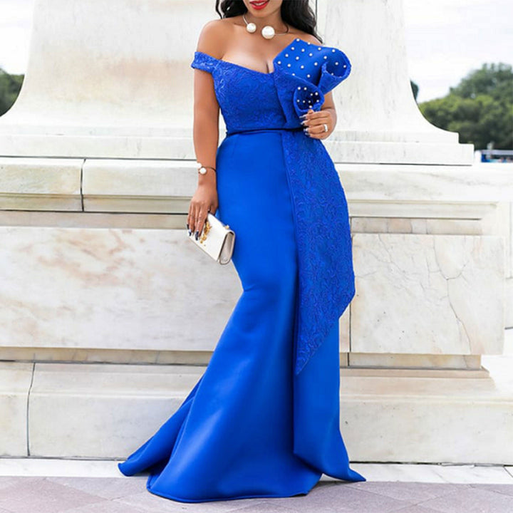 Damen Elegantes Abendkleid mit floralem Oberteil und schwingendem Saum