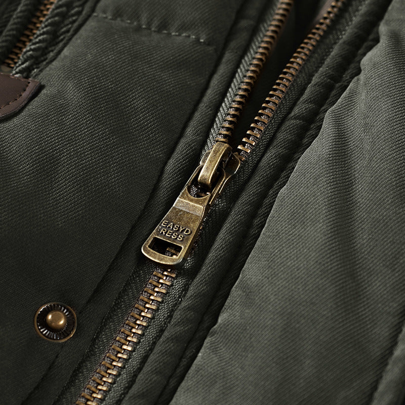 Herren gepolsterte Kapuzenparka mit Kunstfellfutter und Multifunktionstaschen Nord Taschen