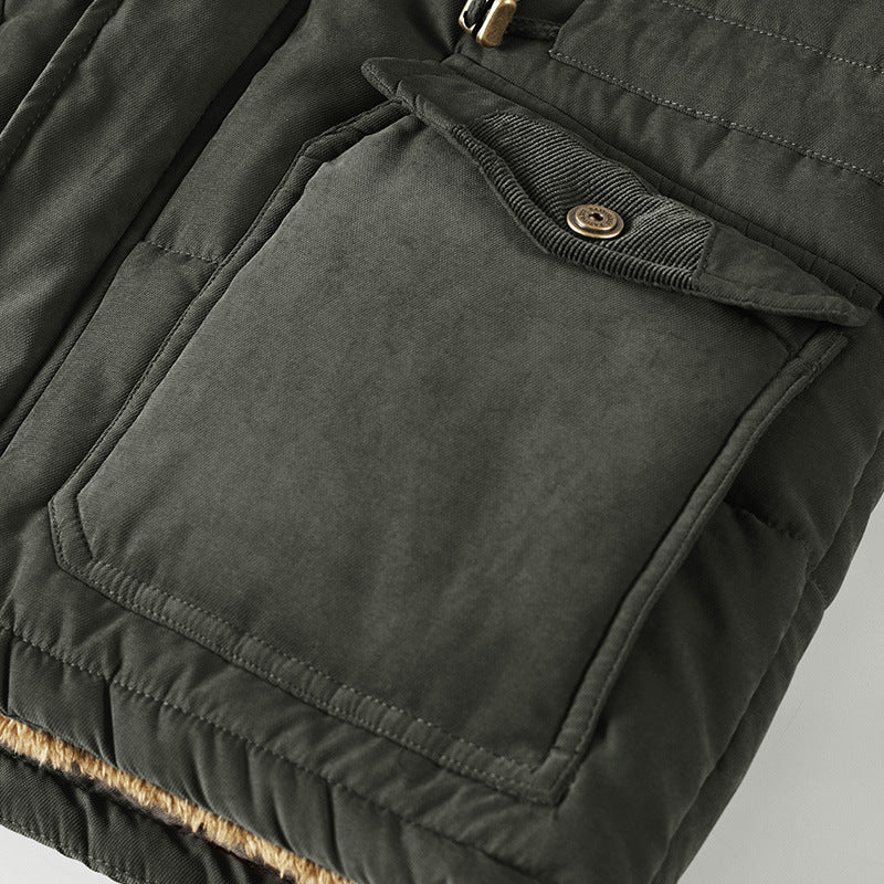 Herren gepolsterte Kapuzenparka mit Kunstfellfutter und Multifunktionstaschen Nord Taschen