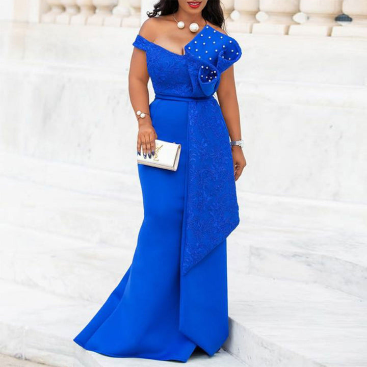 Damen Elegantes Abendkleid mit floralem Oberteil und schwingendem Saum