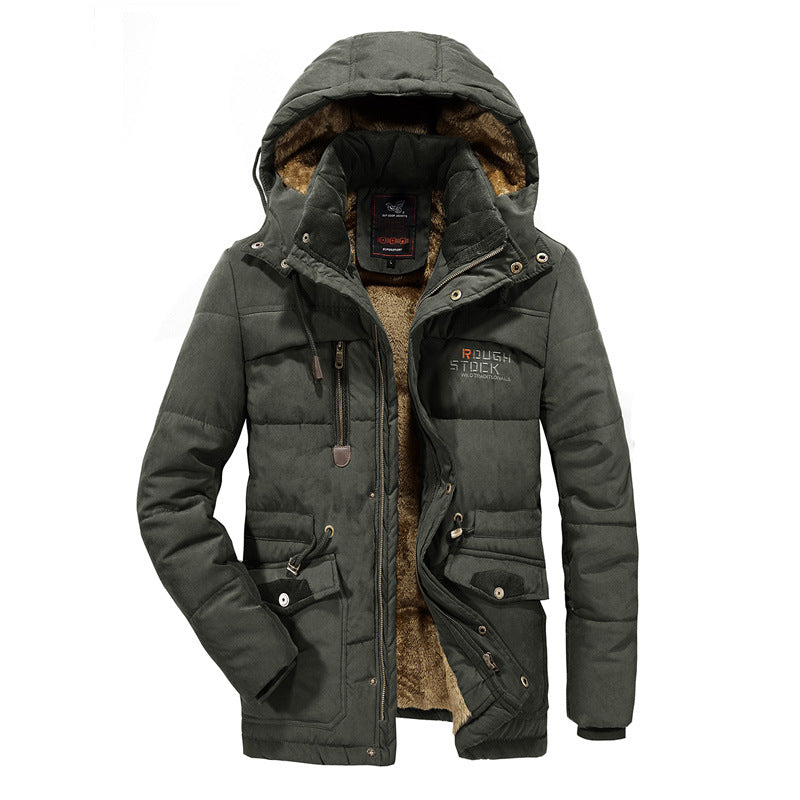 Herren gepolsterte Kapuzenparka mit Kunstfellfutter und Multifunktionstaschen Nord Taschen
