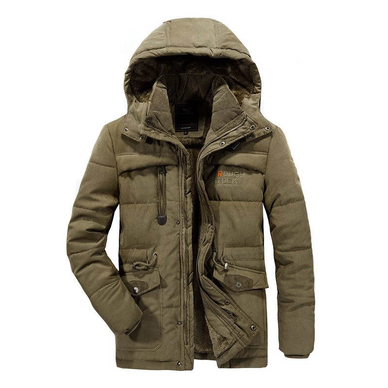 Herren gepolsterte Kapuzenparka mit Kunstfellfutter und Multifunktionstaschen Nord Taschen