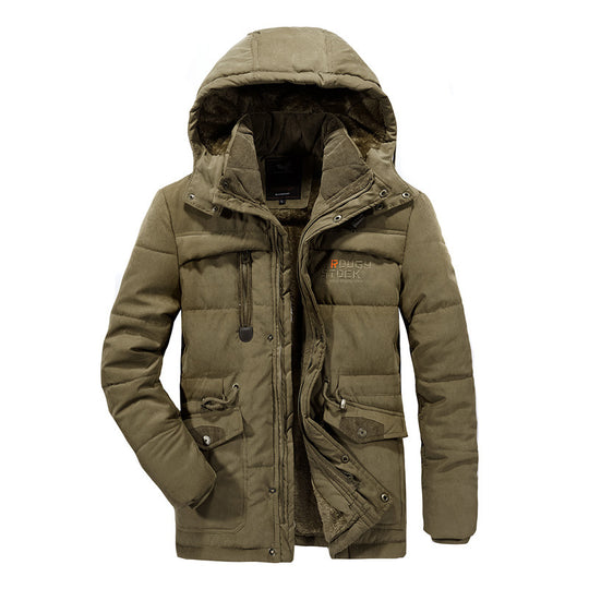 Herren gepolsterte Kapuzenparka mit Kunstfellfutter und Multifunktionstaschen Nord Taschen