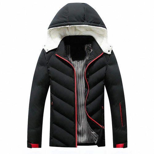 Herren Steppjacke mit Teddyfellkapuze und Chevron-Steppung Nord Taschen