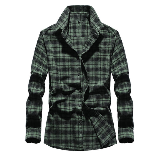 Herren Karo-Flanellhemd Slim Fit mit Stehkragen, thermischer Baumwollmischung und sichtbarer Knopfleiste Nord Taschen
