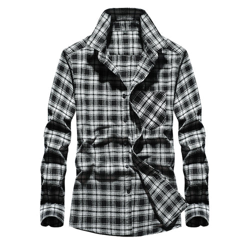 Herren Karo-Flanellhemd Langarm Baumwollmix mit Brusttasche und Kentkragen Nord Taschen