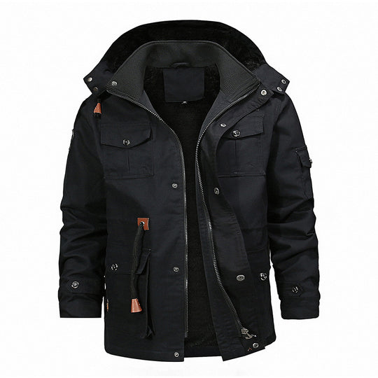Herren Field-Parka mit Teddy-Innenfutter, verstellbarer Kapuze und Utility-Taschen Nord Taschen