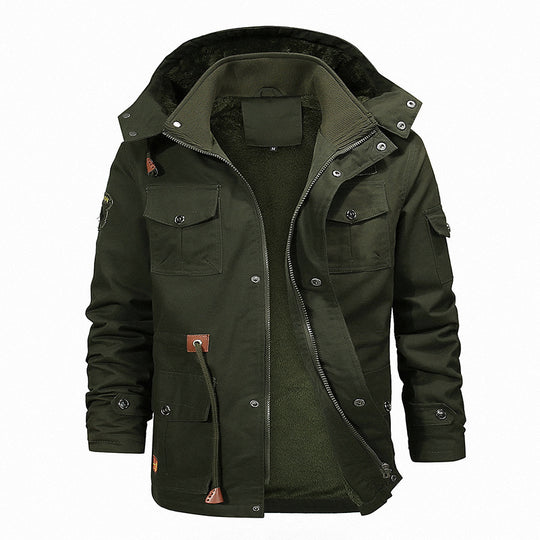 Herren Field-Parka mit Teddy-Innenfutter, verstellbarer Kapuze und Utility-Taschen Nord Taschen