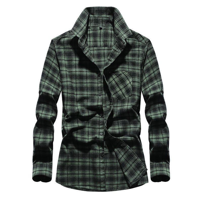 Herren Karo-Flanellhemd Langarm Baumwollmix mit Brusttasche und Kentkragen Nord Taschen