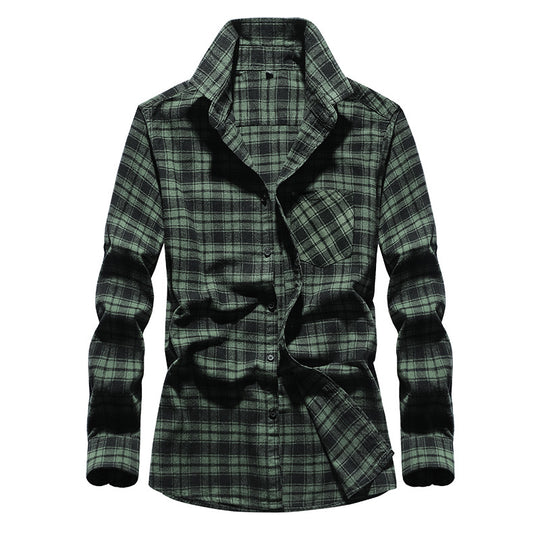 Herren Karo-Flanellhemd Langarm Baumwollmix mit Brusttasche und Kentkragen Nord Taschen