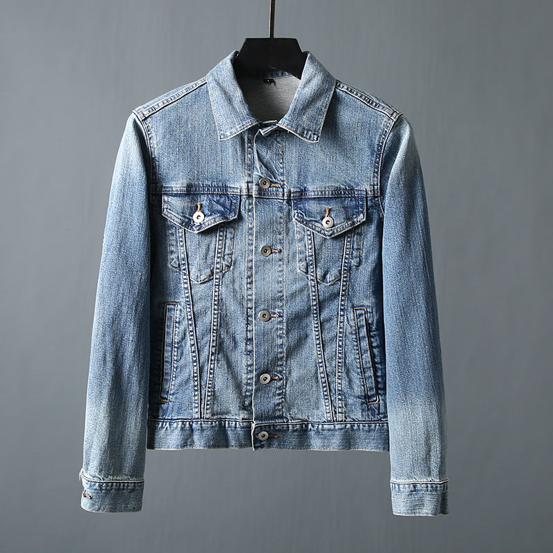 Herren schmal geschnittene Jeansjacke mit Brusttaschen und verstellbaren Manschetten Nord Taschen