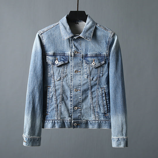 Herren schmal geschnittene Jeansjacke mit Brusttaschen und verstellbaren Manschetten Nord Taschen