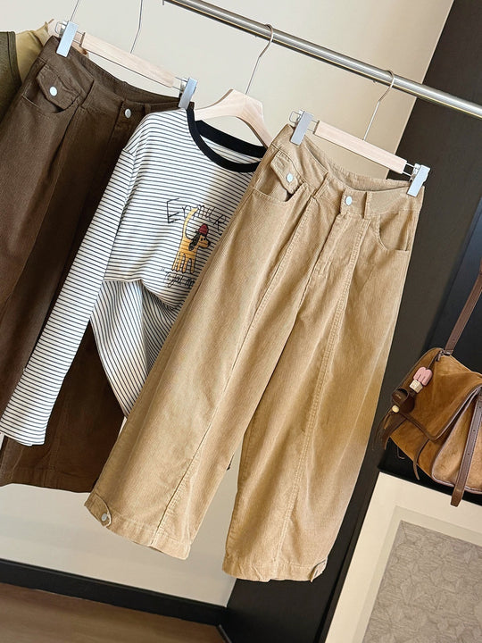 Damen-Cordhose, 7/8-Länge, weites Bein