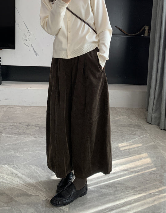 Damen-Kordhose, weit geschnitten, 7/8-Länge