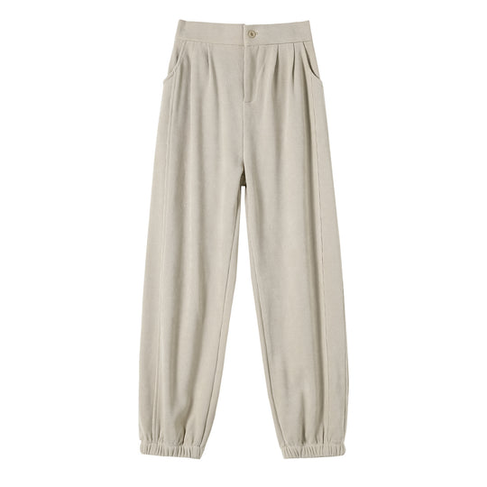 Damen-Freizeithose aus Chenille-Cord, elastischer Beinabschluss