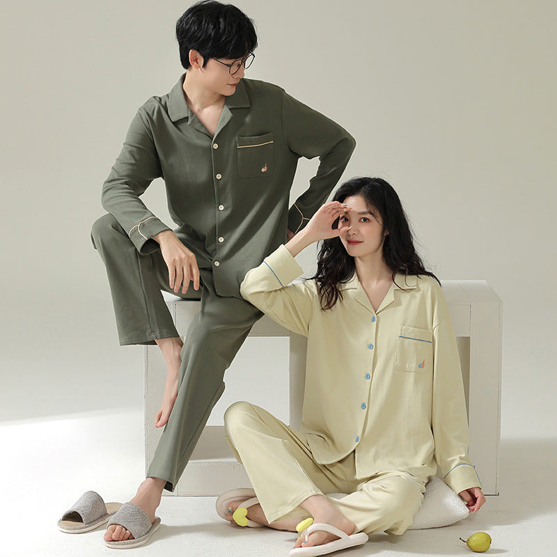Paar-Pyjama-Set, langärmelig, schlichtes Design