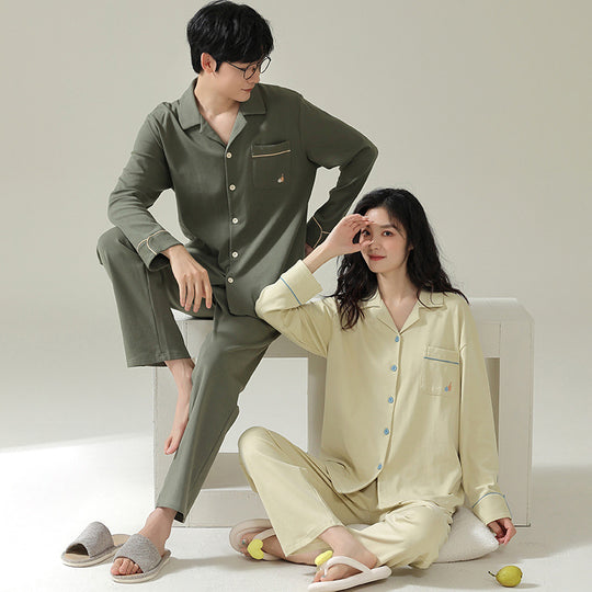 Paar-Pyjama-Set, langärmelig, schlichtes Design