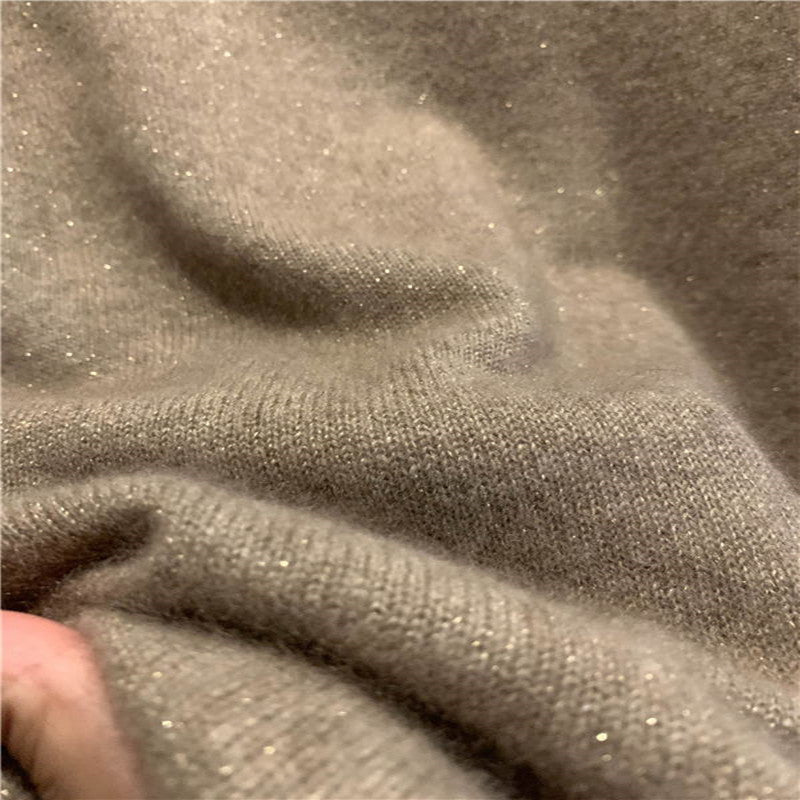 Damen-Wollpullover mit Stehkragen und Glanzeffekt