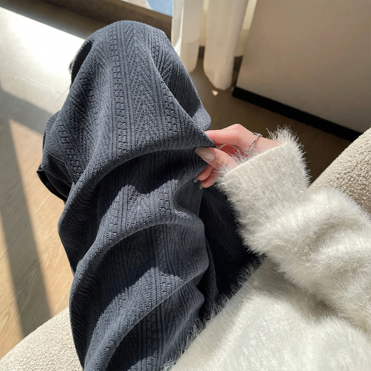 Gefütterte Chenille-Weithose für Damen, gerade geschnitten
