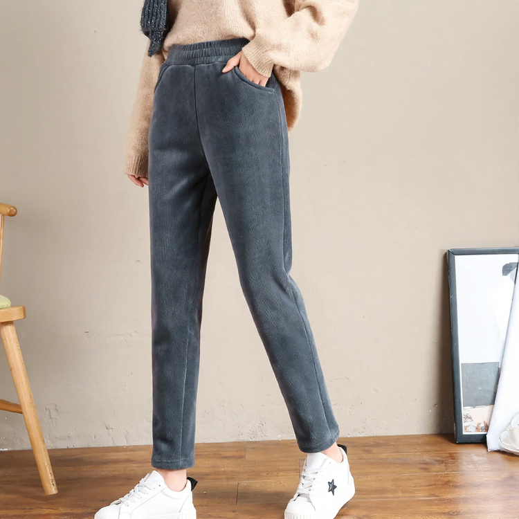 Damen-Cordhose, gefüttert, lässiger Schnitt