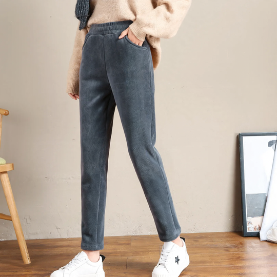 Damen-Cordhose, gefüttert, lässiger Schnitt