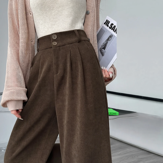 Gefütterte Kord-Weithose für Damen, Herbst und Winter