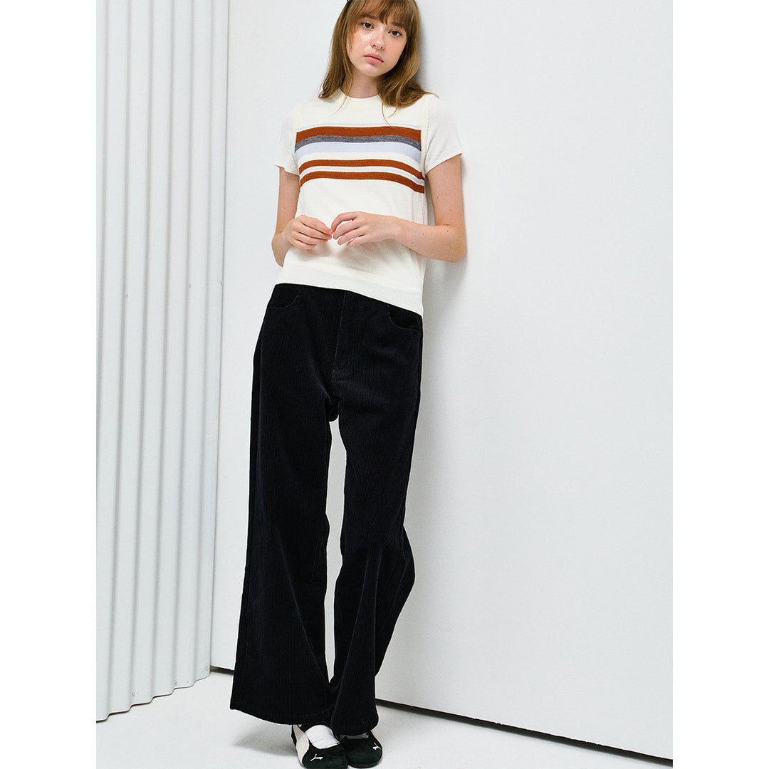 Damen-Cordhose, hoch tailliert, Baumwolle, H63752