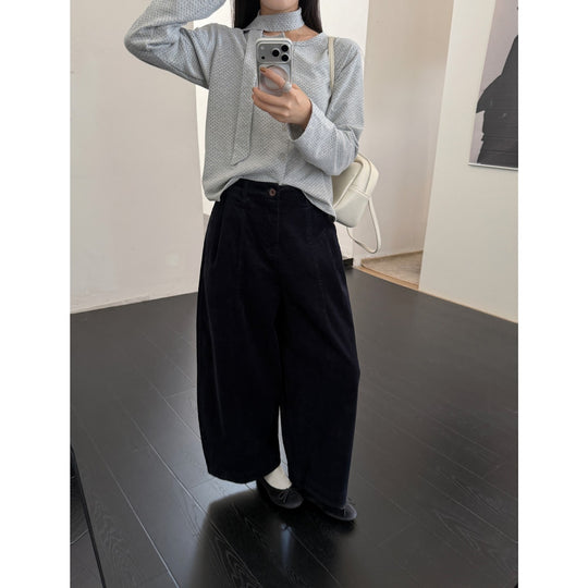 Kord-Culottes für Damen, hohe Taille, 7/8-Länge