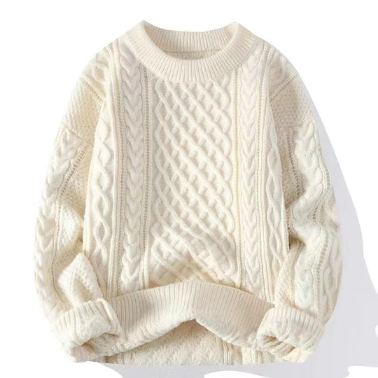 Grober Strickpullover mit Zopfmuster für Herren