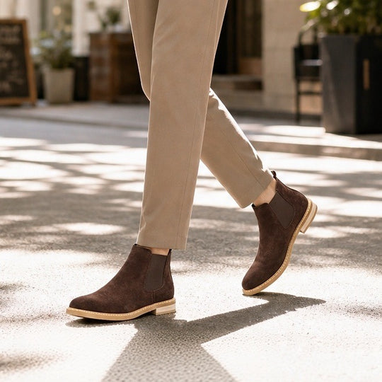 Herren-Chelsea-Stiefel aus Leder, mittelhoher Schaft