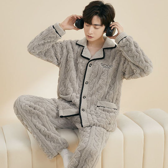 Herren-Pyjama-Set, Flanell, warm und atmungsaktiv