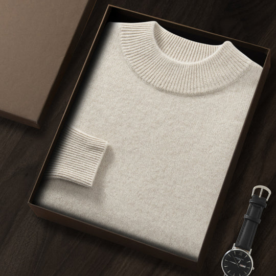 Herren-Kaschmirpullover, Rundhals oder Stehkragen, gestrickt