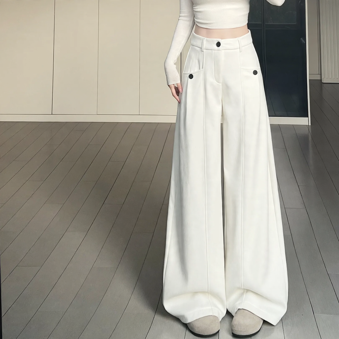 Damen-Cord-Anzughose mit hohem Bund